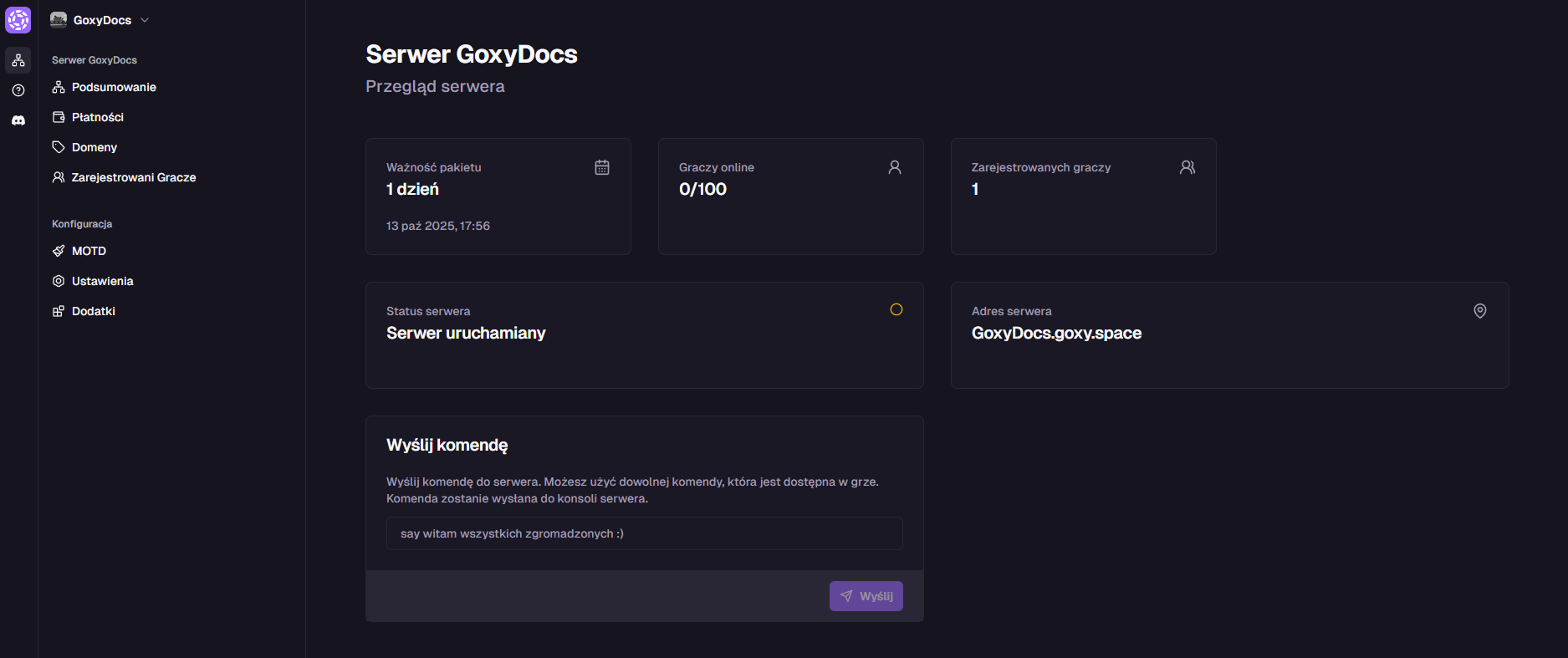 Hosting Dashboard