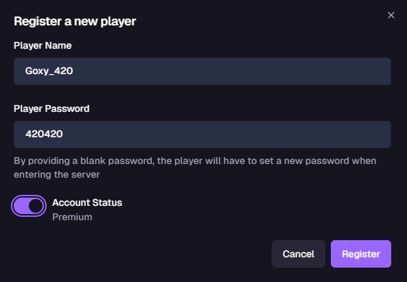 New Player button