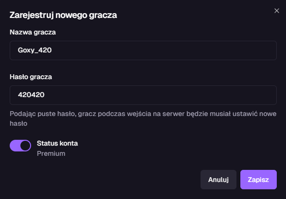 Przycisk Nowy gracz